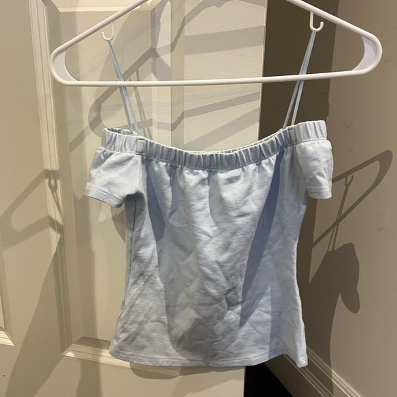 Revamped off should baby blue vintage crop - Picture 2 of 2